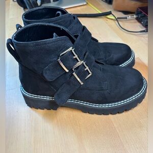 Lemon Drop by Privileged Black Suede Ankle Boots with Buckle size 7.5